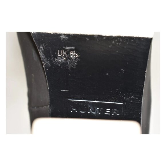 $300 HUNTER ORIGINAL HEEL CHELSEA BOOT LEATHER SILVER BLACK 6.5 UK 8.5 US (TE15) - Picture 8 of 8